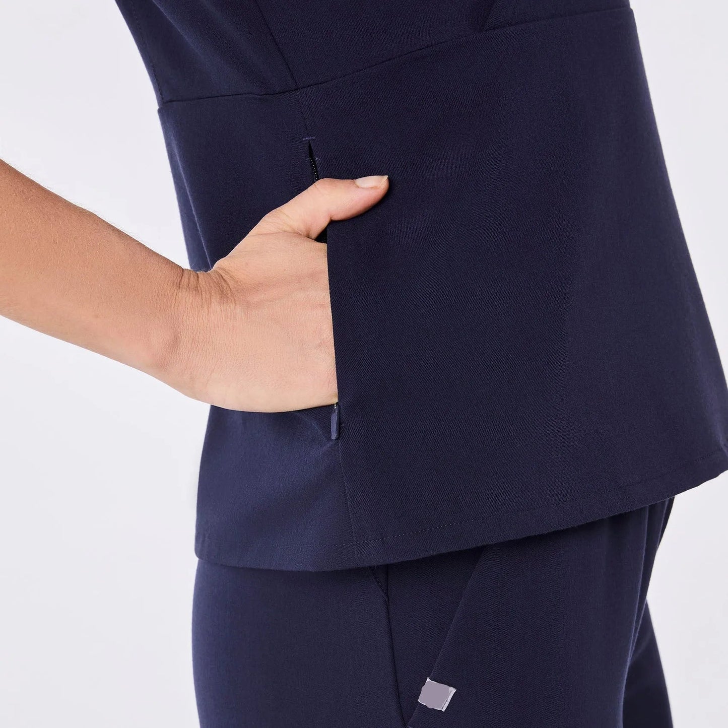 Women's Slim Peplum Scrub Top - Navy