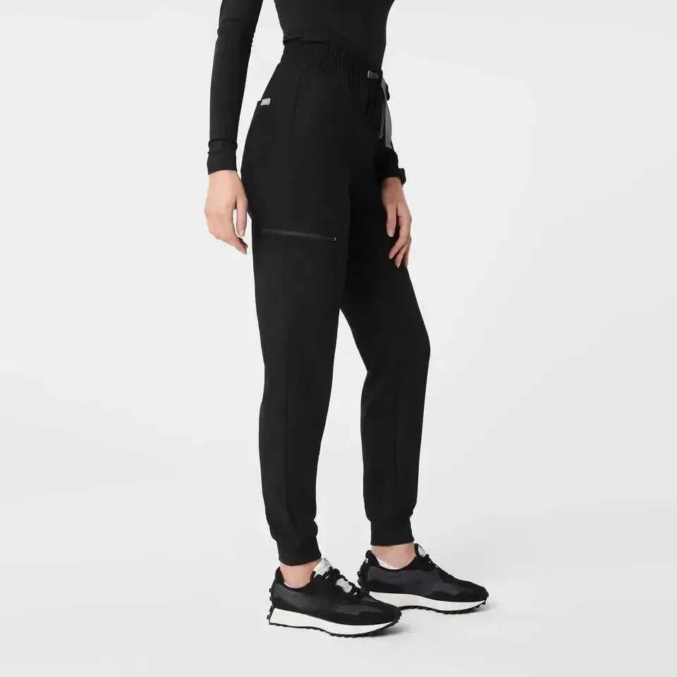 Women's High Waisted Relaxed Jogger Scrub Pants - Black