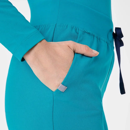 Women's High Waisted  Skinny Tapered Scrub Pants - Teal