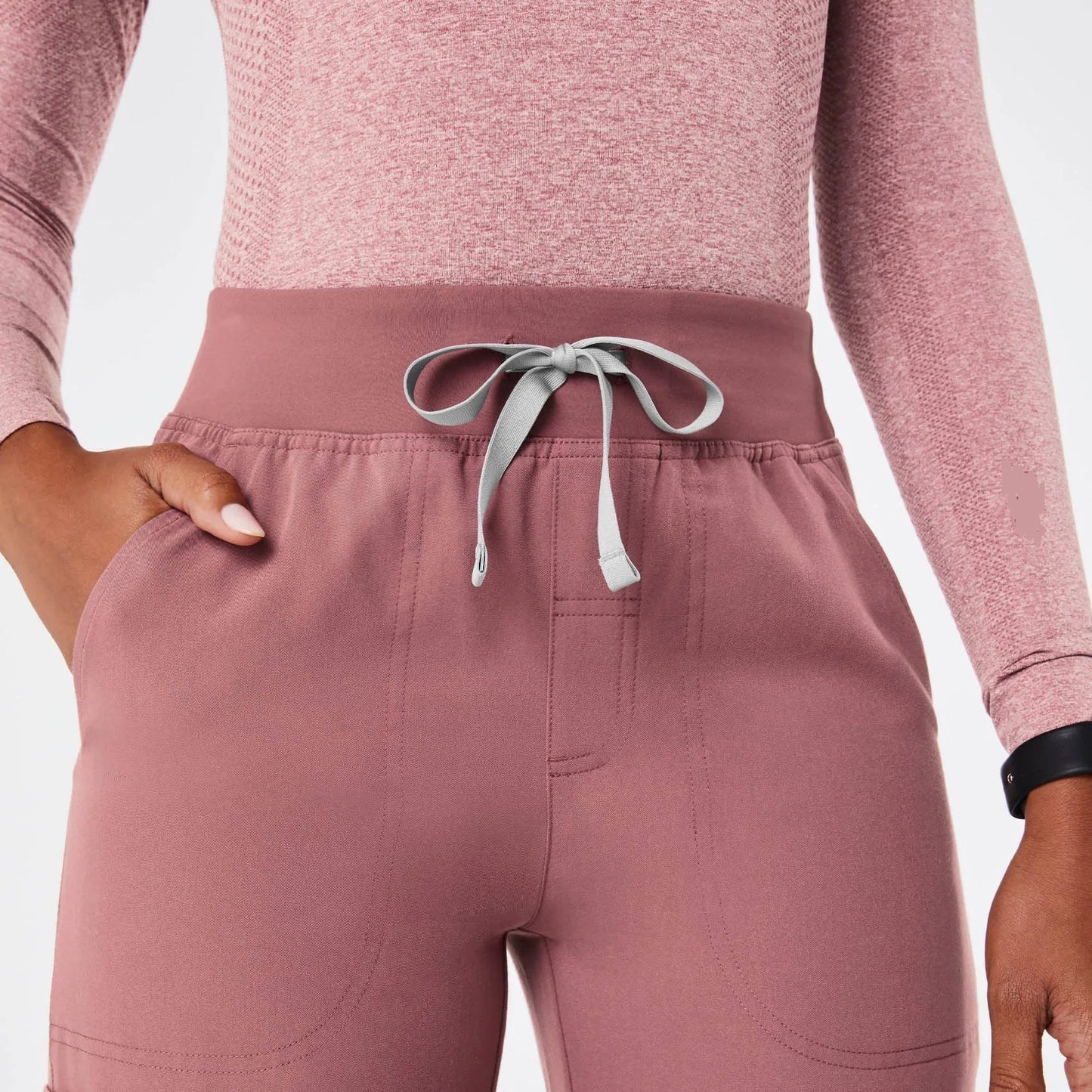 Women's High Waisted Wide Leg Scrub Pants - Mauve