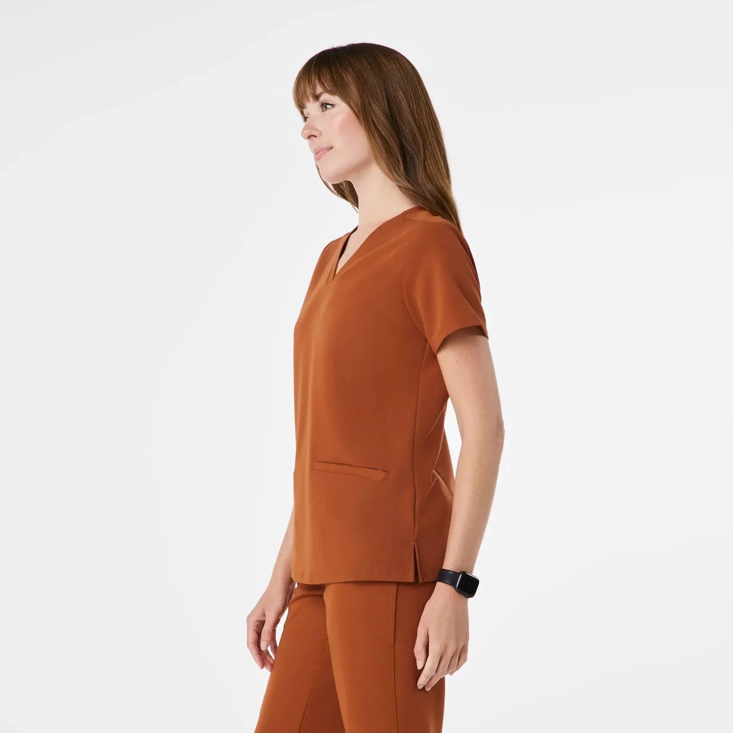 Women's Three-Pocket Scrub Top - Dirty Chai