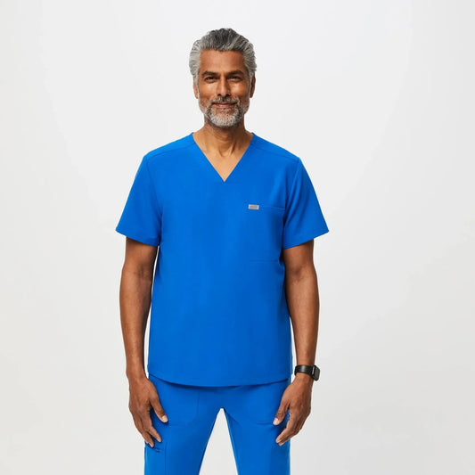 Men's Three-Pocket Scrub Top - Royal Blue