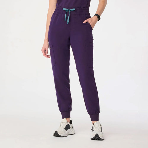 Women's High Waisted  Relaxed Jogger Scrub Pants - Purple Jam