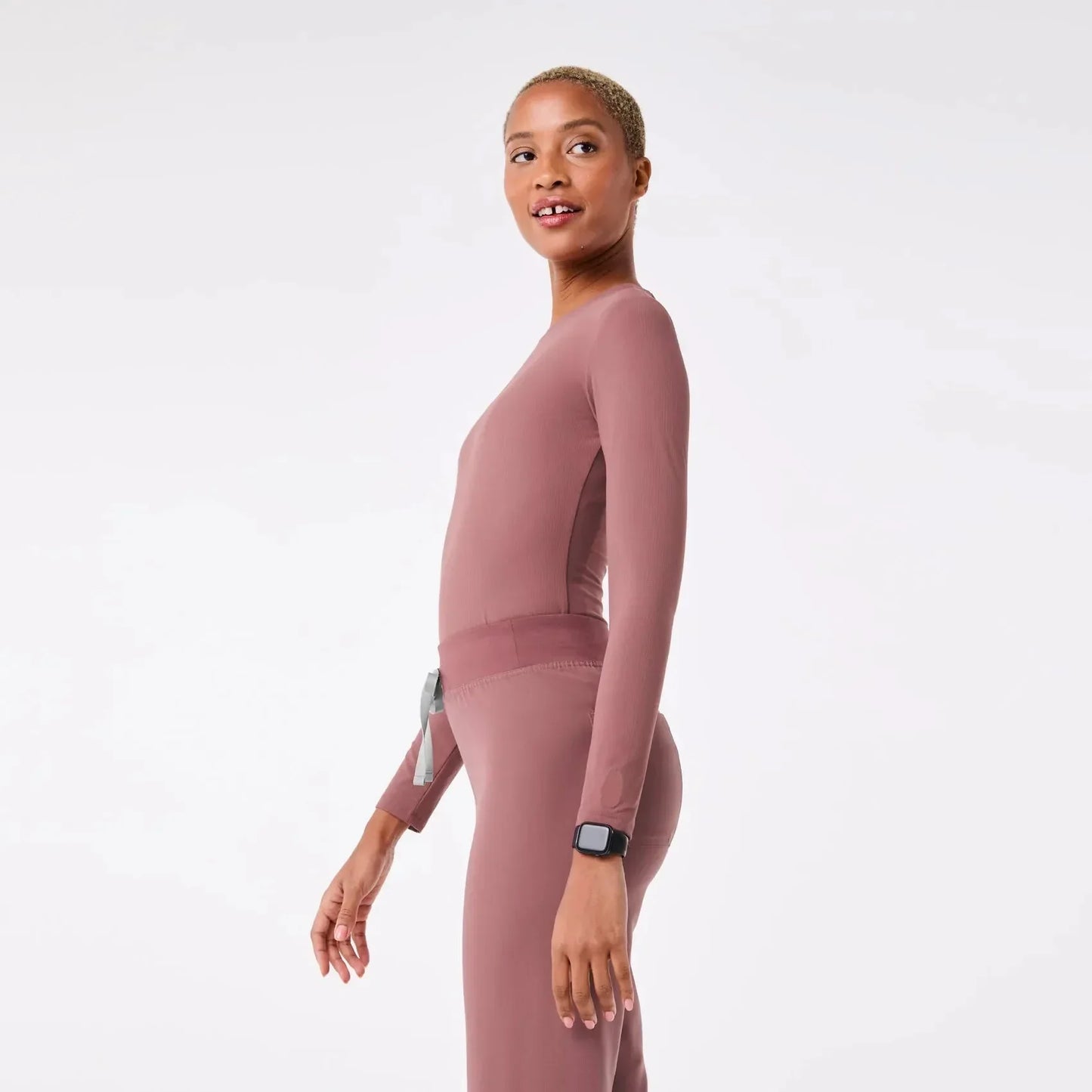 Women's Ribbed Longsleeve Underscrub - Mauve