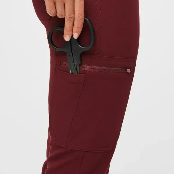 Women's  Skinny Scrub Pants- Burgundy