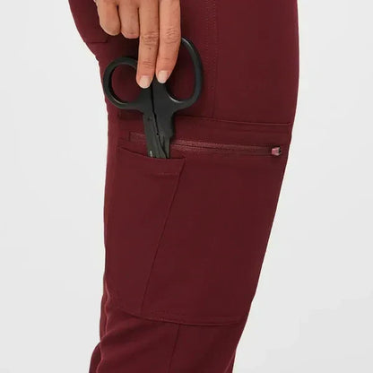 Women's  Skinny Scrub Pants- Burgundy