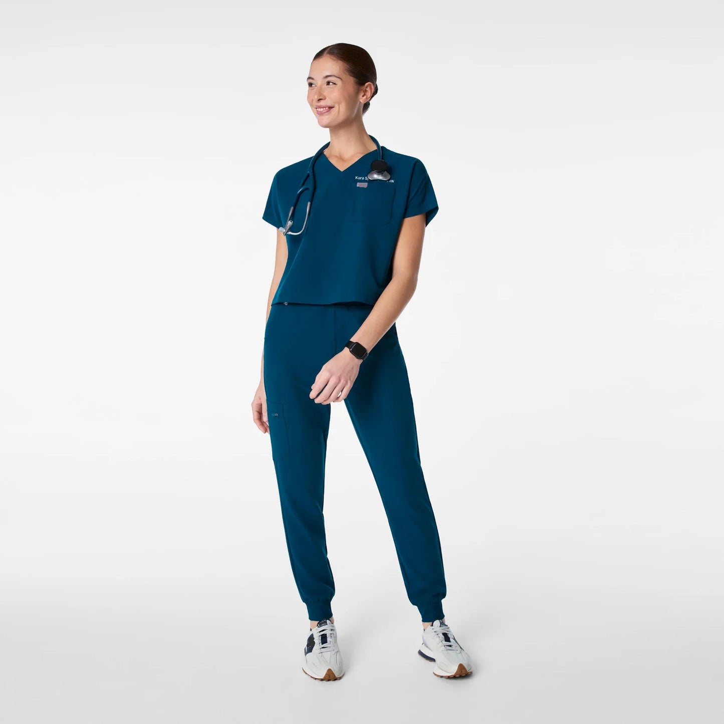 Arua Cropped V-Neck One-Pocket Scrub Top
