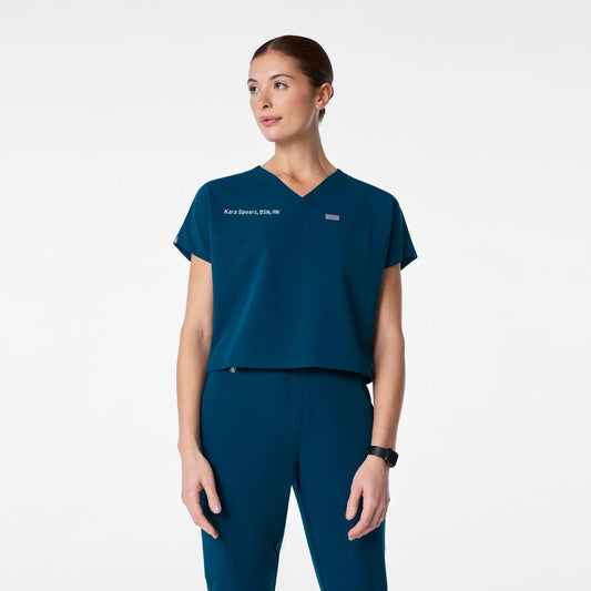 Arua Cropped V-Neck One-Pocket Scrub Top