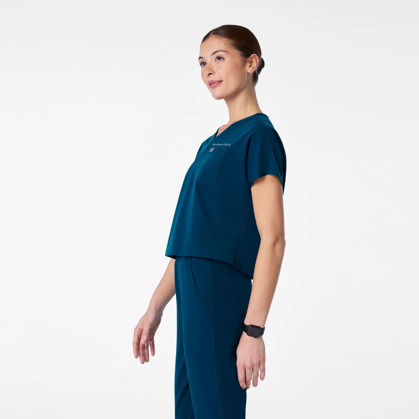 Arua Cropped V-Neck One-Pocket Scrub Top