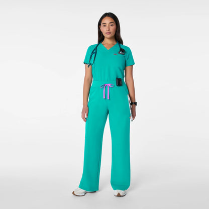 High Waisted Isabel Wide Leg Scrub Pants-Lagoon