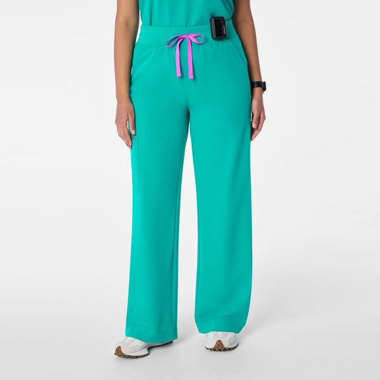 High Waisted Isabel Wide Leg Scrub Pants-Lagoon