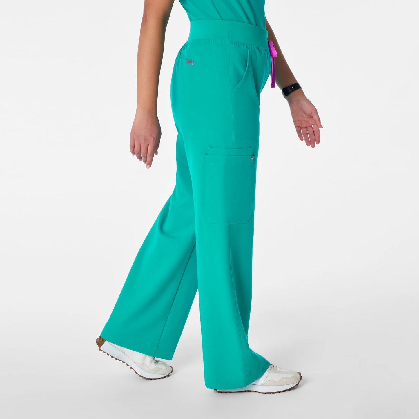 High Waisted Isabel Wide Leg Scrub Pants-Lagoon