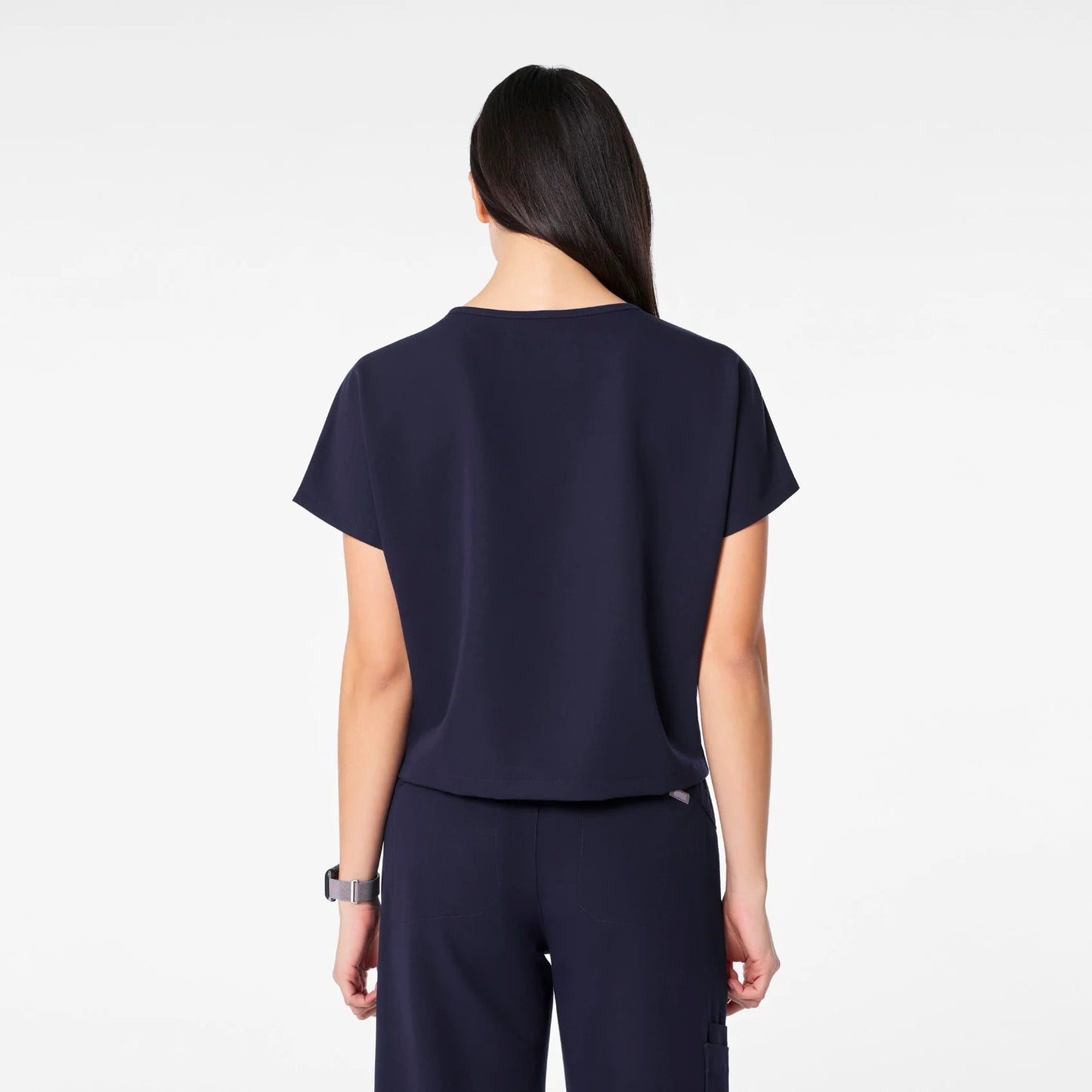 Arua Cropped Crewneck One-Pocket Scrub Top
