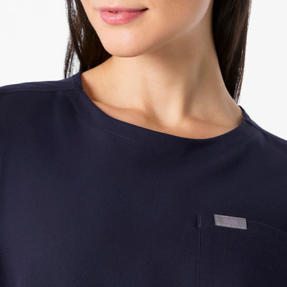 Arua Cropped Crewneck One-Pocket Scrub Top