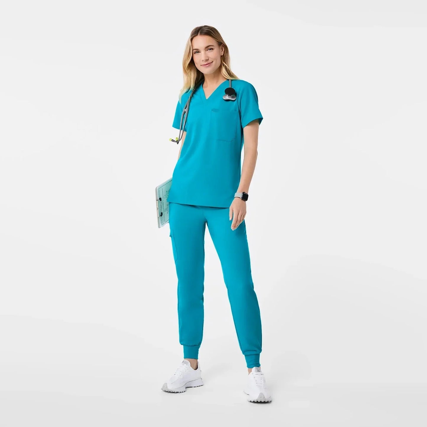 Women's  One-Pocket Scrub Top- Teal