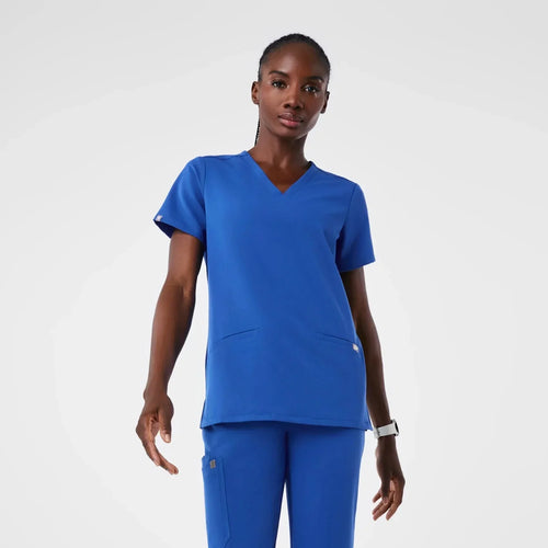 Women's Three-Pocket Scrub Top- Winning Blue