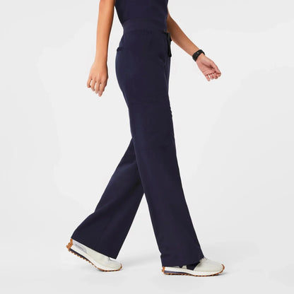 Women's High Waisted Wide Leg Scrub Pants - Navy