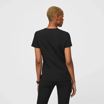 Women's Three-Pocket Scrub Top - Black