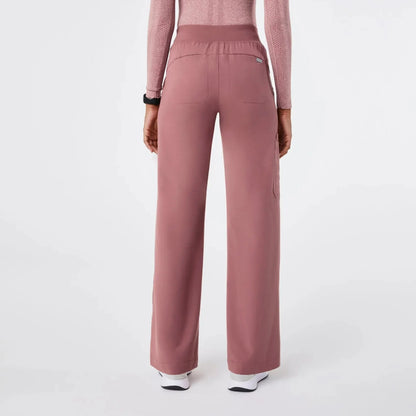 Women's High Waisted Wide Leg Scrub Pants - Mauve