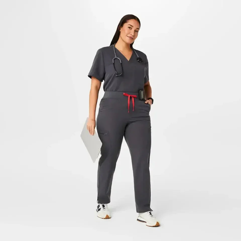 Women's High Waisted Skinny Scrub Pants - Charcoal