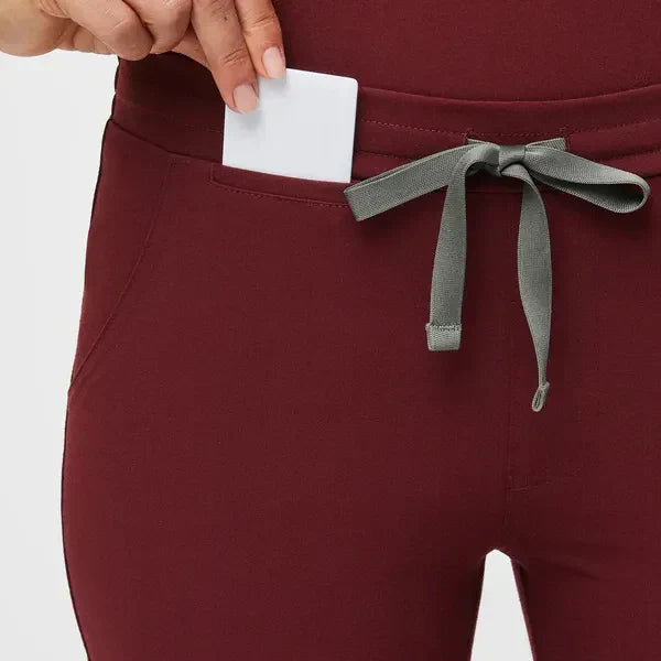 Women's  Skinny Scrub Pants- Burgundy