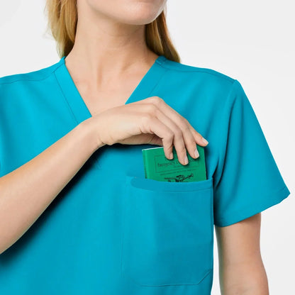 Women's  One-Pocket Scrub Top- Teal