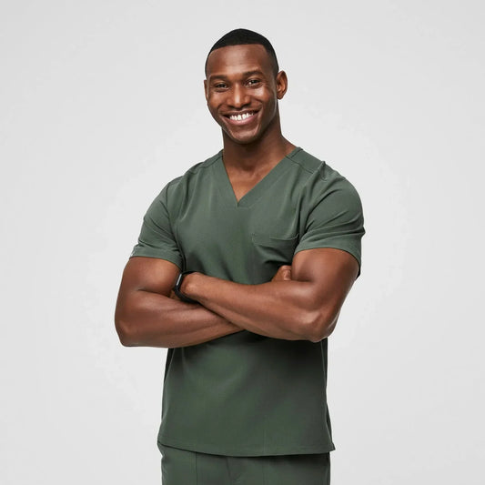 Men's Chisec Three-Pocket Scrub Top  - Moss