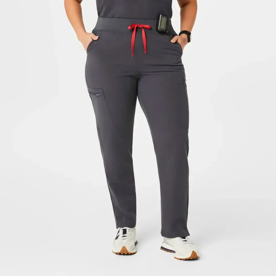 Women's High Waisted Skinny Scrub Pants - Charcoal