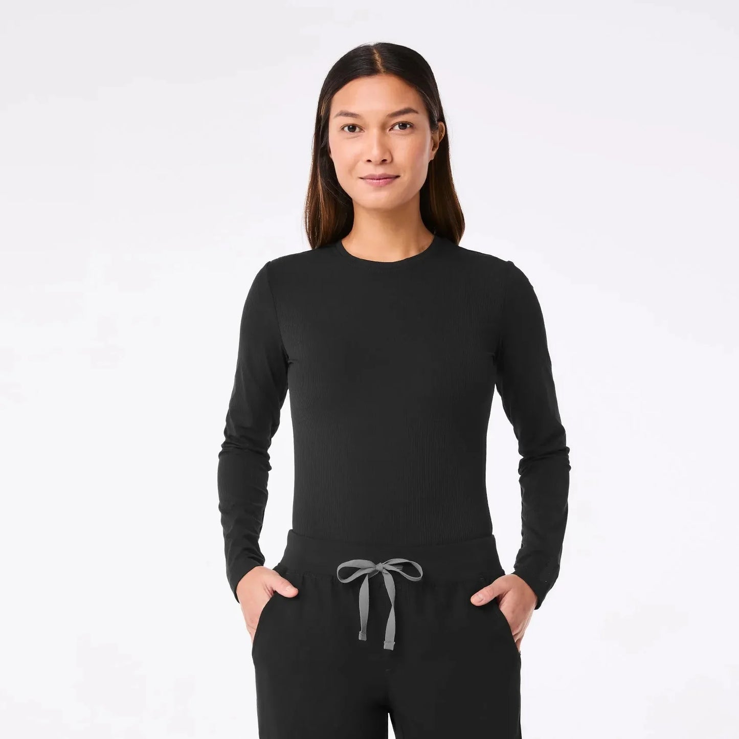 Women's Ribbed Longsleeve Underscrub - Black