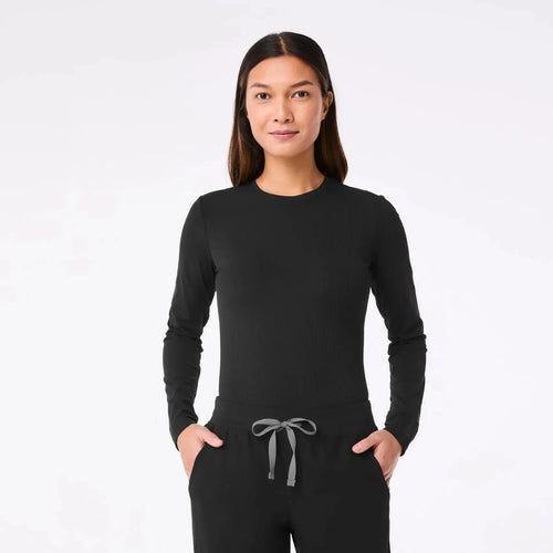 Women's Ribbed Longsleeve Underscrub - Black