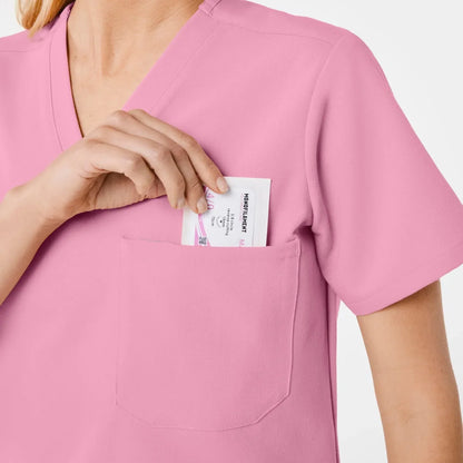 Women's One-Pocket Scrub Top- Chalk Pink