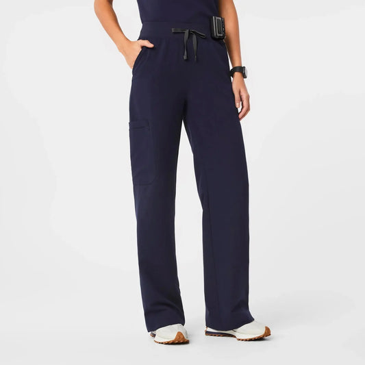 Women's High Waisted Wide Leg Scrub Pants - Navy