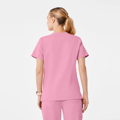 Women's One-Pocket Scrub Top- Chalk Pink
