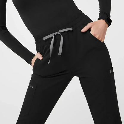 Women's High Waisted Relaxed Jogger Scrub Pants - Black