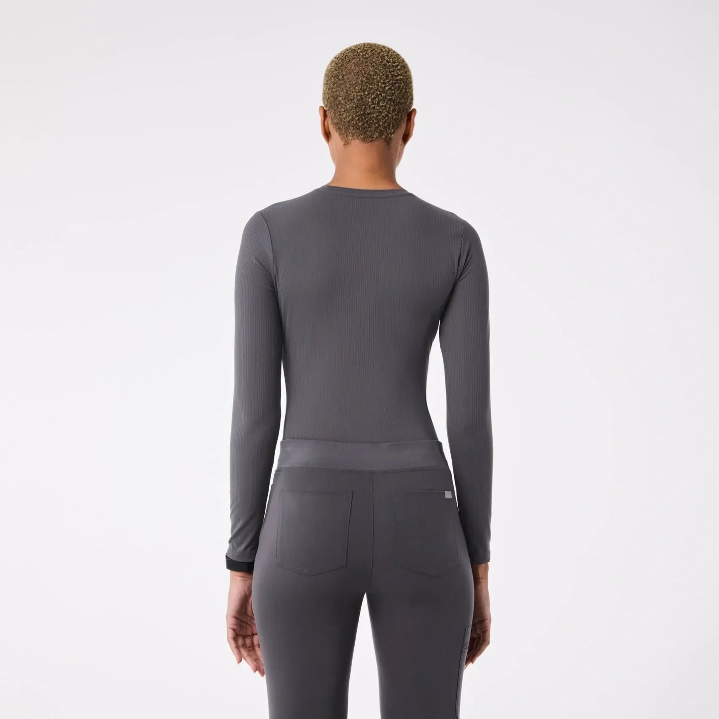 Women's Ribbed Longsleeve Underscrub - Charcoal