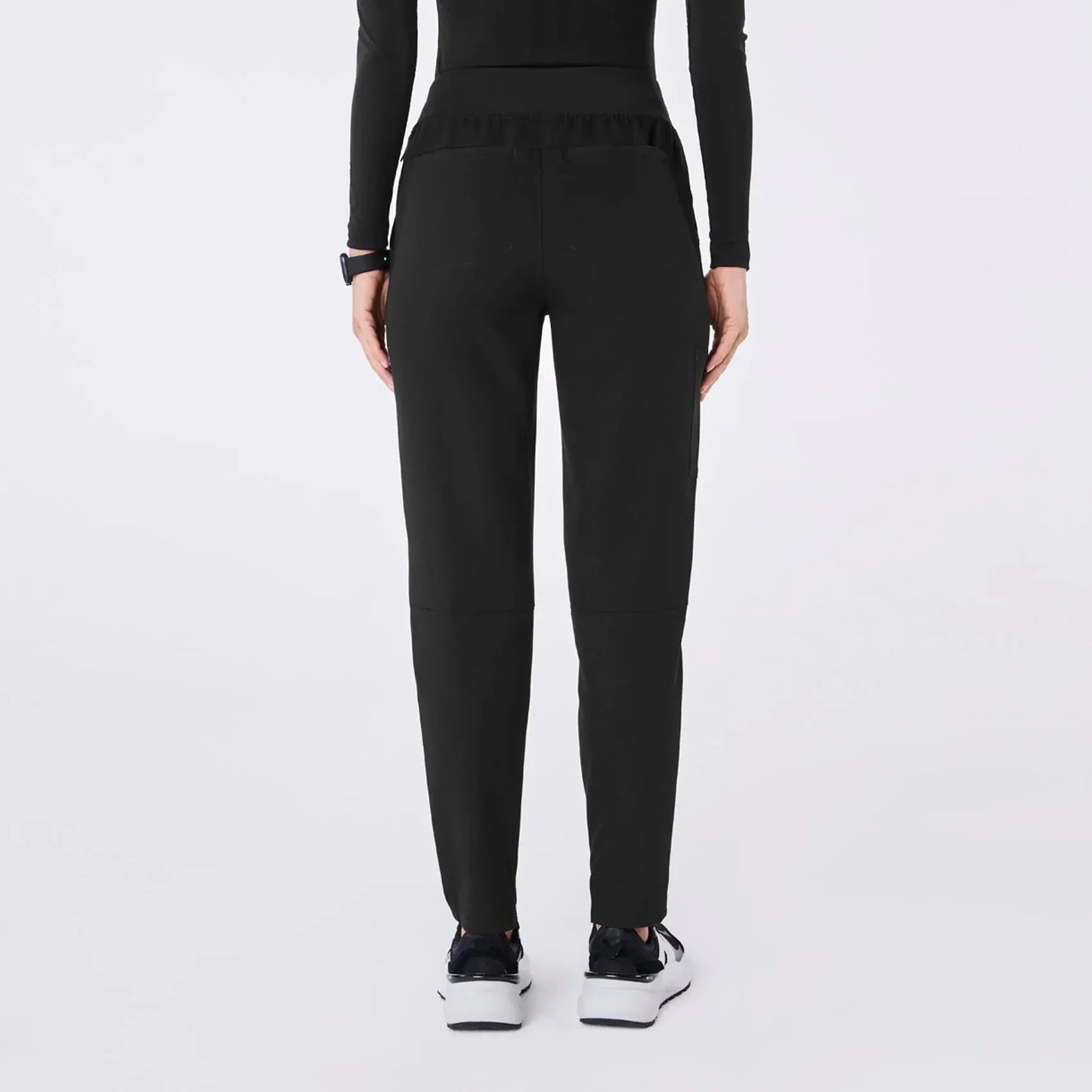 Women's High Waisted Skinny Tapered Scrub Pants - Black