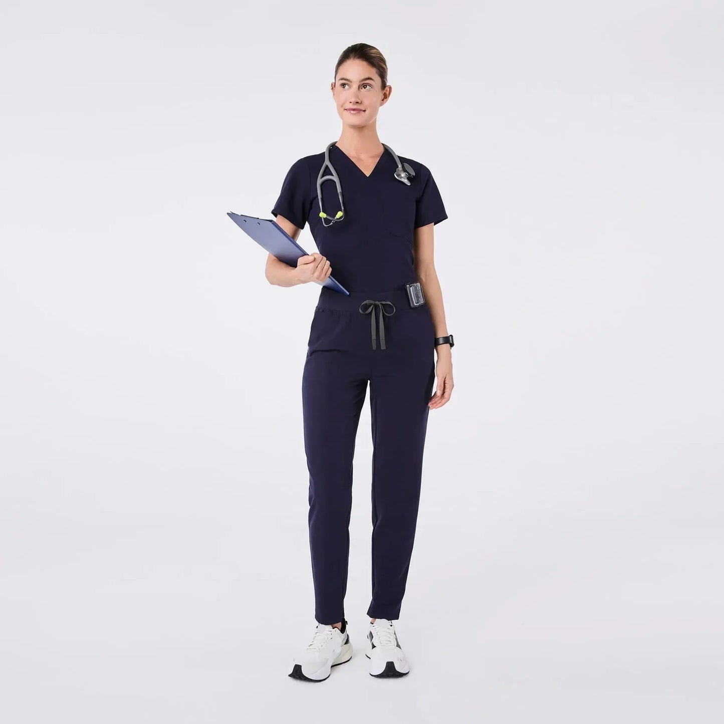 Women's High Waisted Skinny Tapered Scrub Pants - Navy