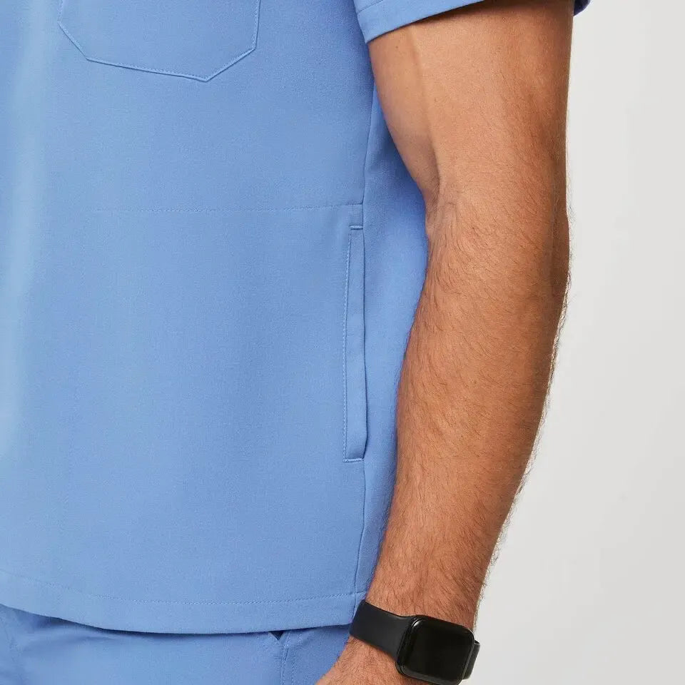 Men's Chisec Three-Pocket Scrub Top - Ceil Blue