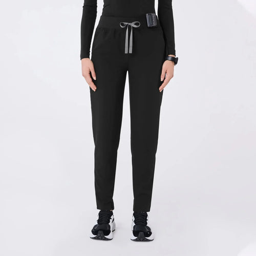 Women's High Waisted Skinny Tapered Scrub Pants - Black