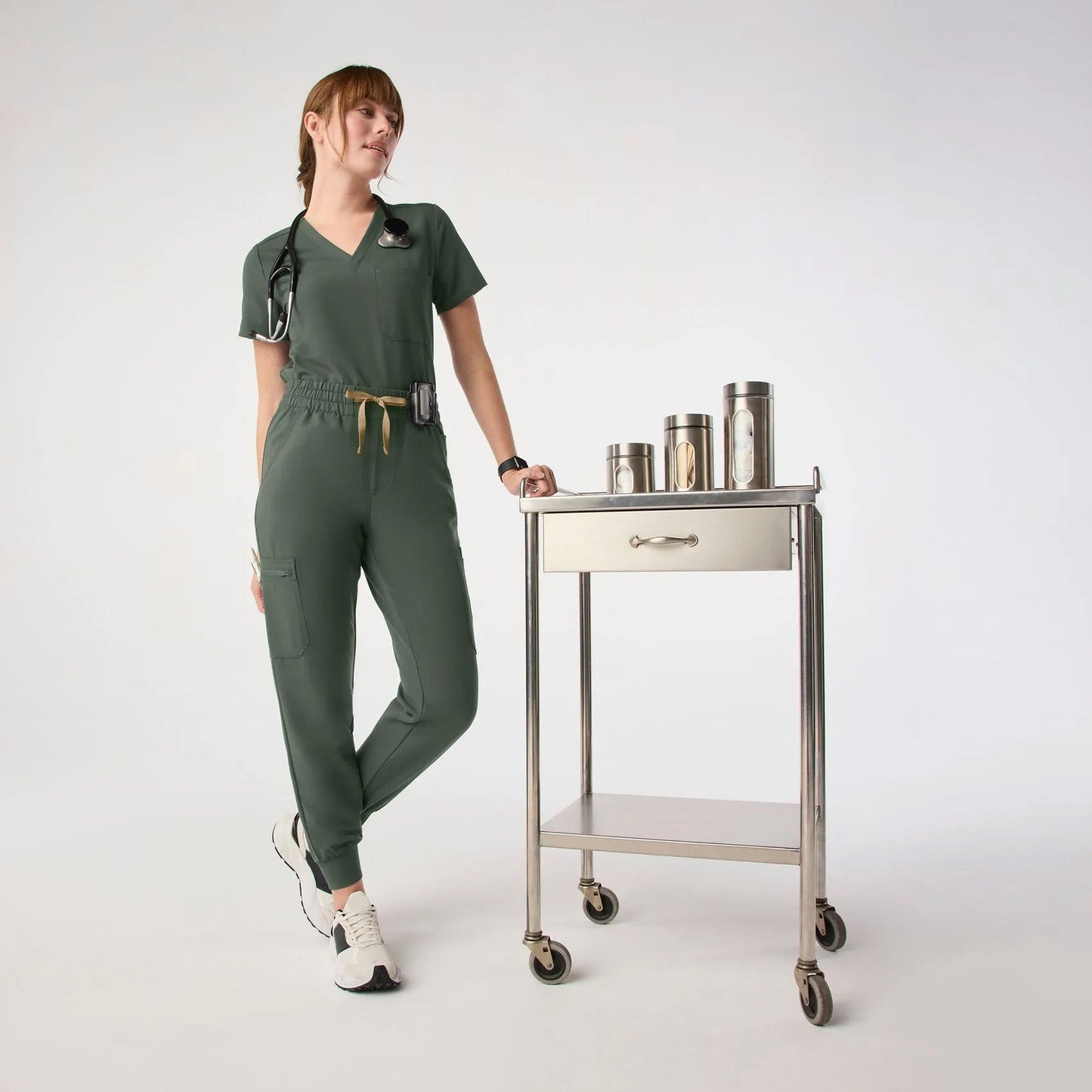Women's High Waisted Relaxed Jogger Scrub Pants - Moss