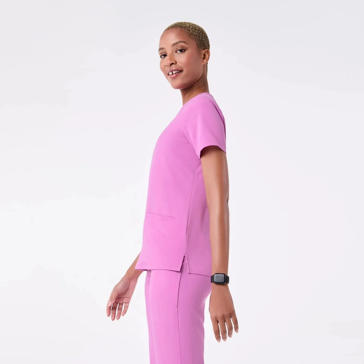 Women's Three-Pocket Scrub Top  - Pink Cloud