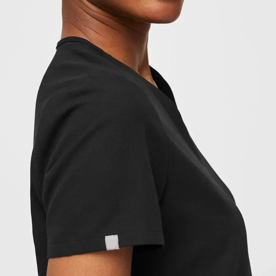 Women's Three-Pocket Scrub Top - Black