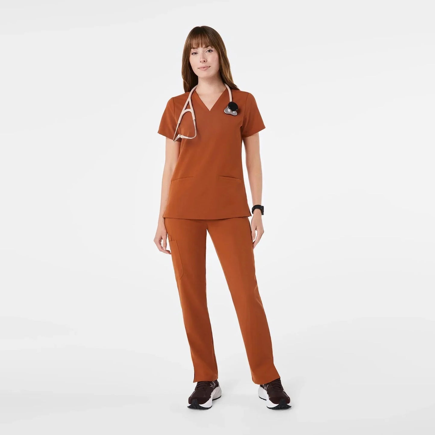 Women's Three-Pocket Scrub Top - Dirty Chai