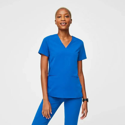 Women's Three-Pocket Scrub Top  - Royal Blue