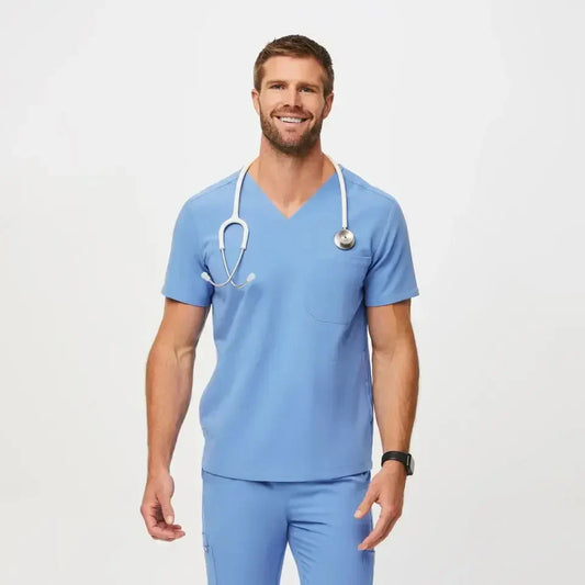 Men's Chisec Three-Pocket Scrub Top - Ceil Blue