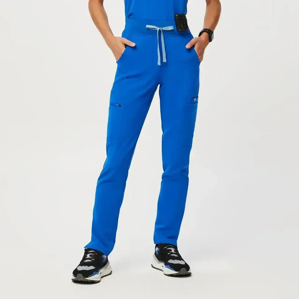 Women's High Waisted Skinny Scrub Pants - Royal Blue
