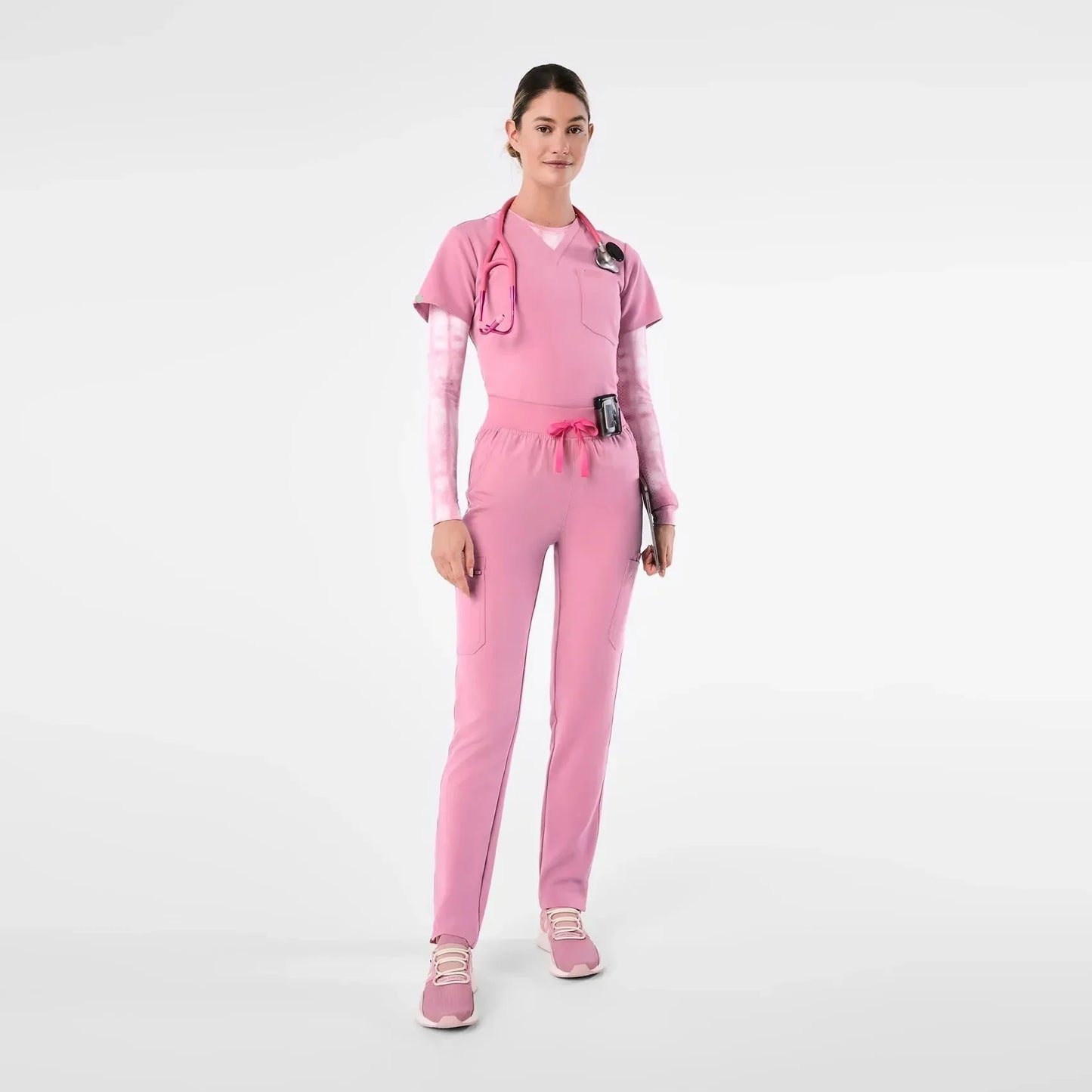 Women's High Waisted Skinny Scrub Pants - Chalk Pink