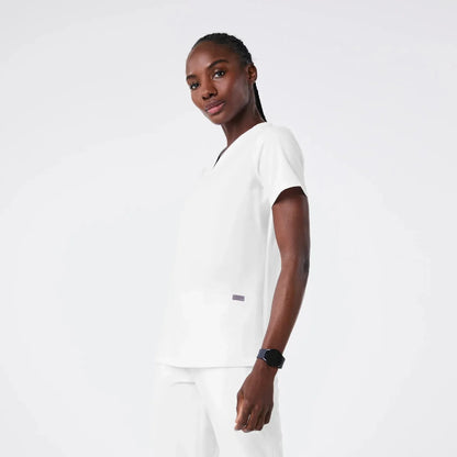 Women's Three-Pocket Scrub Top - Optic White