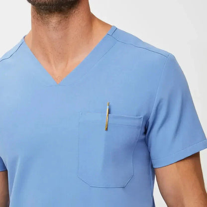Men's Chisec Three-Pocket Scrub Top - Ceil Blue