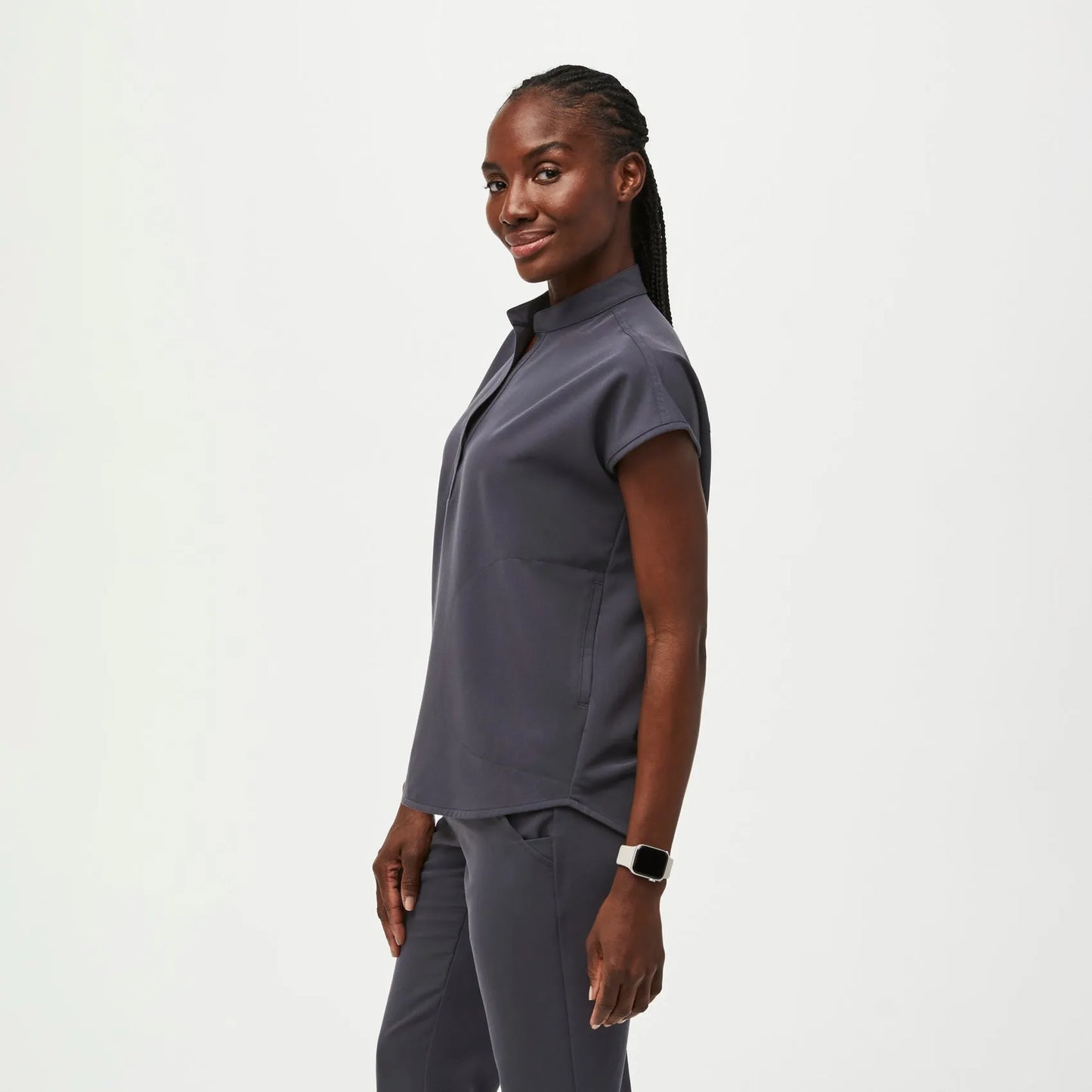 Women's Oversized Scrub Top - Charcoal